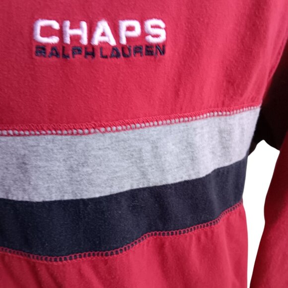 Mens Red Long Sleeve Shirt Chaps Ralph Lauren L 100% Cotton Embroidered Logo - Picture 3 of 6